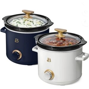 Beautiful 2-Pack 2qt Slow Cooker, Starry Night & White Icing Drew Barrymore-NIB